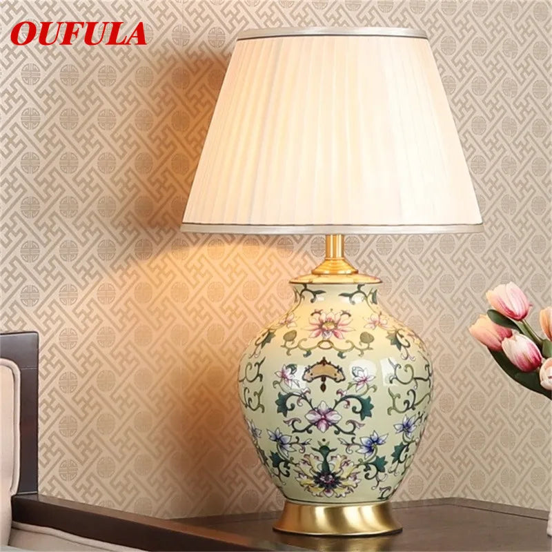 FAIRY Ceramic Table Lamps Desk Luxury Modern Dimmer Copper Contemporary Fabric for Foyer Living Room Office Creative Bed Room