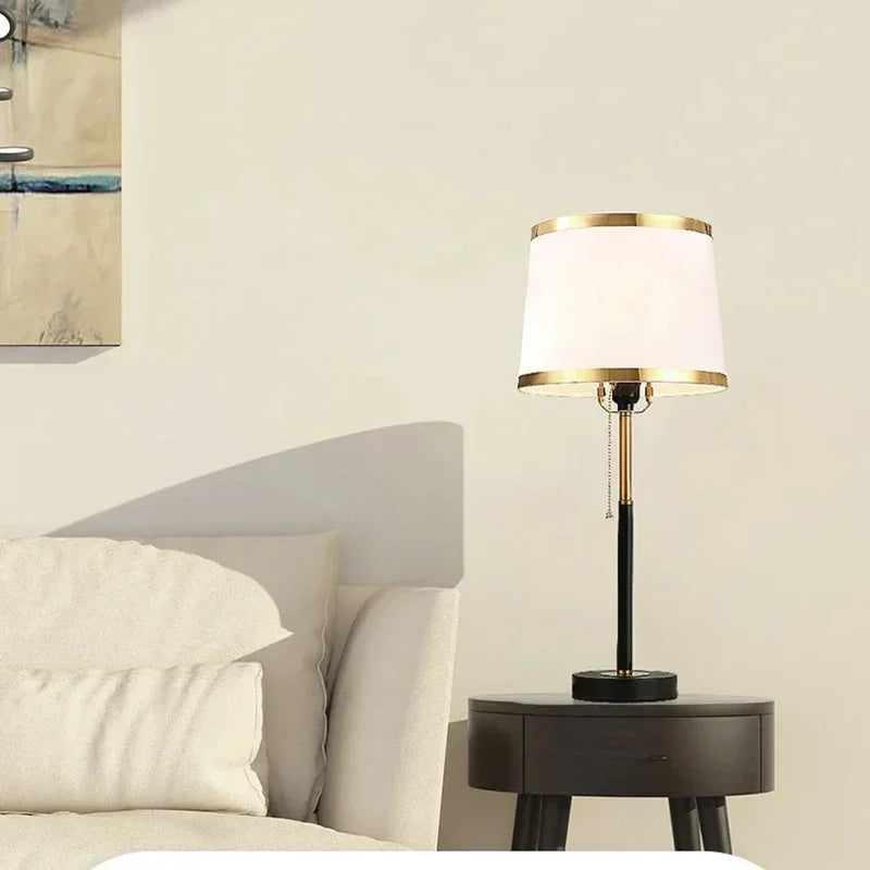 Retro Simple Table Lamps Pull Switch Light Luxury Nordic Bedroom Bedside Night Light Living Room Study Decorative Desk Lights