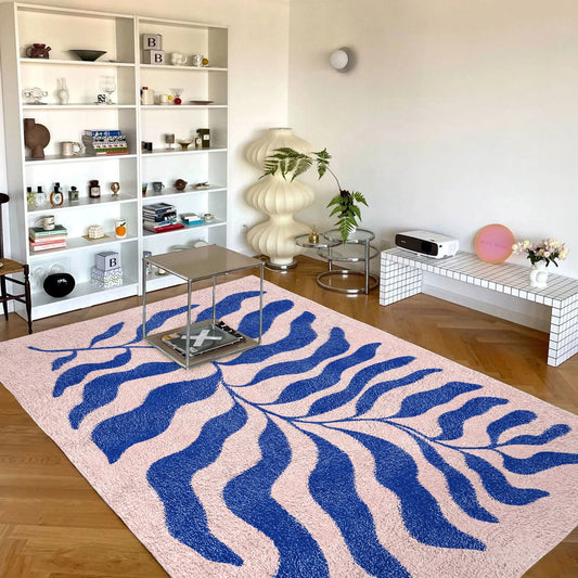 Blue Pink Matisse Leaf Carpet/Accent Rug