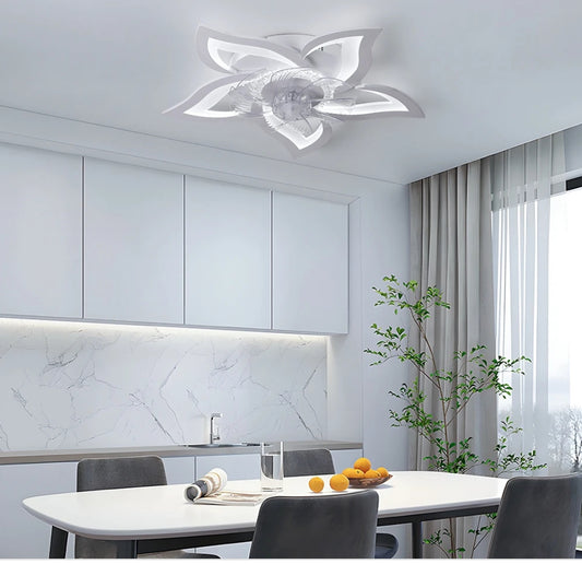 Contemporary Ceiling Fan with Smart Remote Control, APP Integration, and LED Light - Ideal for Living Room, Bedroom, or Kitchen