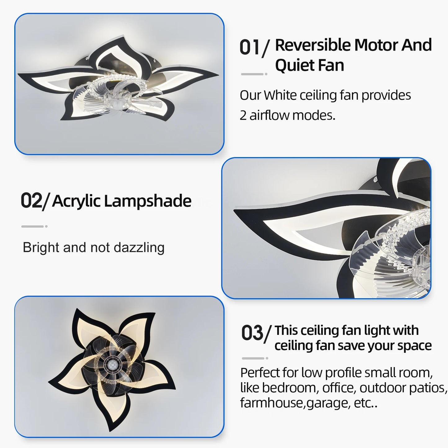 Contemporary Ceiling Fan with Smart Remote Control, APP Integration, and LED Light - Ideal for Living Room, Bedroom, or Kitchen