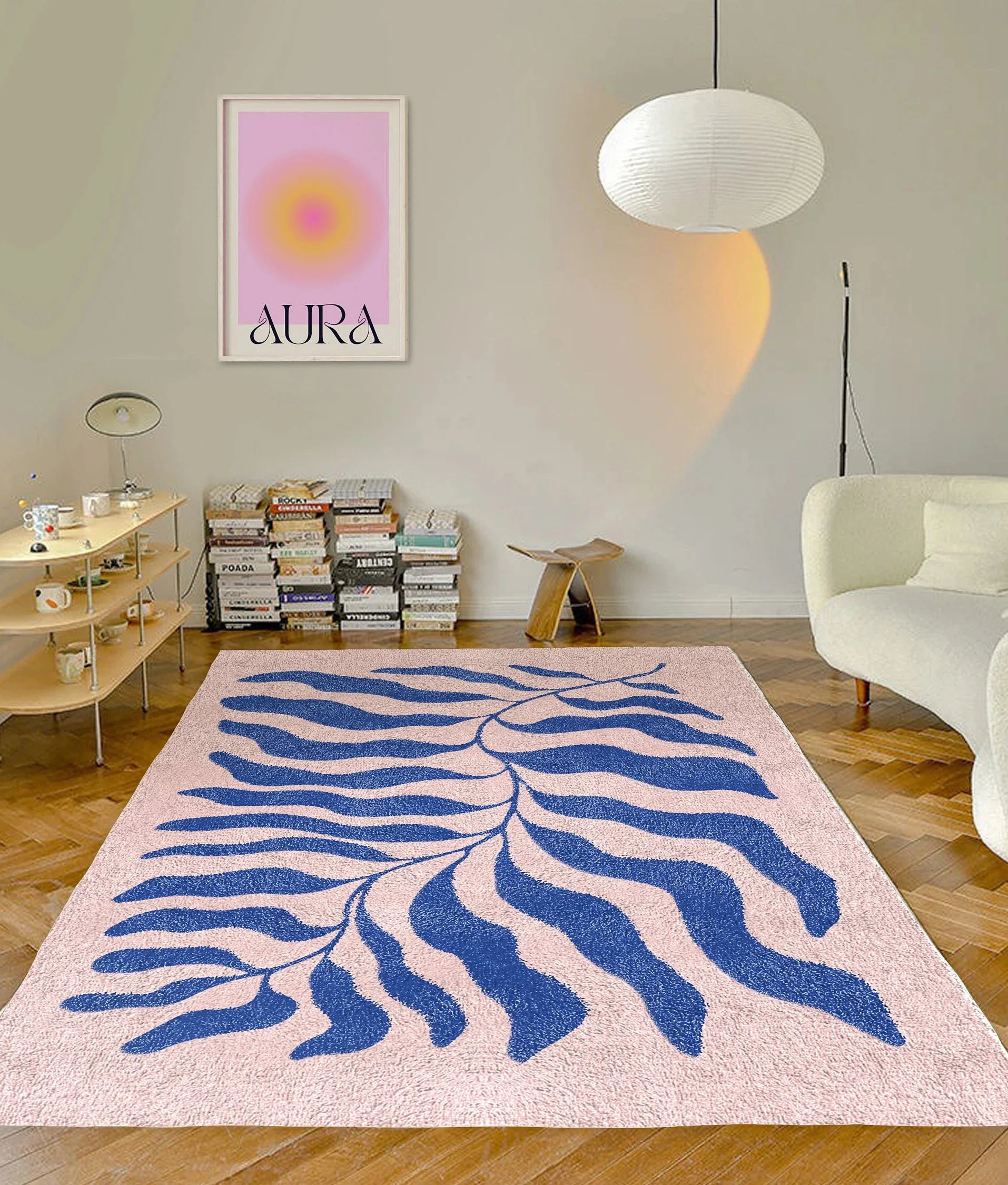 Blue Pink Matisse Leaf Carpet/Accent Rug