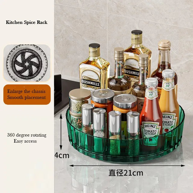 360 Rotating Storage Rack for Kitchen Seasoning Organizer Shelf Non-Slip Kitchen Supplies Lazy Susan Turntable for Fridge
