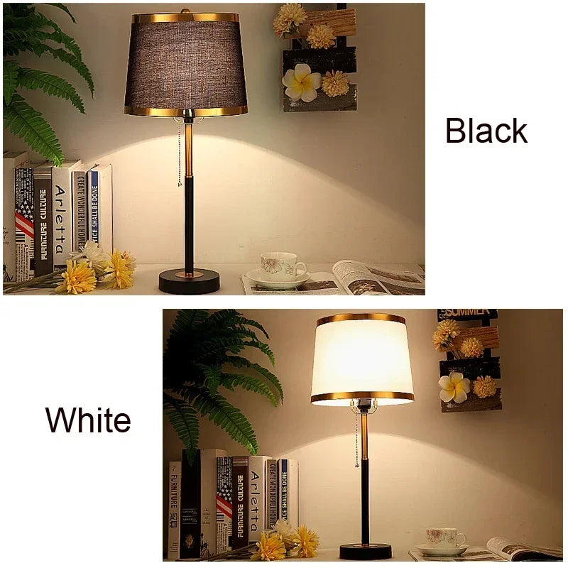 Retro Simple Table Lamps Pull Switch Light Luxury Nordic Bedroom Bedside Night Light Living Room Study Decorative Desk Lights