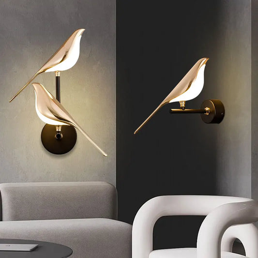 Magpie Bird Touch Switch LED Wall Lamps for Sofa Background Bedside Indoor 360° Rotatable Indoor LED Wall Lighting Wall Sconce