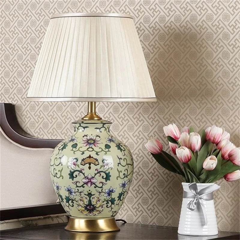 FAIRY Ceramic Table Lamps Desk Luxury Modern Dimmer Copper Contemporary Fabric for Foyer Living Room Office Creative Bed Room