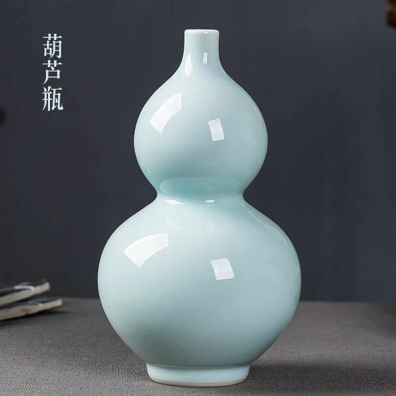 Ceramic Vase New Chinese Style Imitation Song Misty Blue Porcelain Home Living Room Curio Shelves Decoration Crafts Decorations