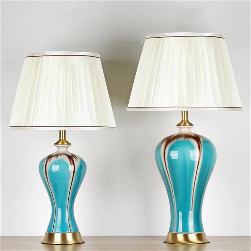 AOSONG Ceramic Table Lamps Desk Light Luxury Modern Fabric Decorative for Home Foyer Living Room Office Creative Bed Room Hotel