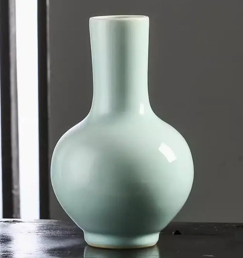 Ceramic Vase New Chinese Style Imitation Song Misty Blue Porcelain Home Living Room Curio Shelves Decoration Crafts Decorations