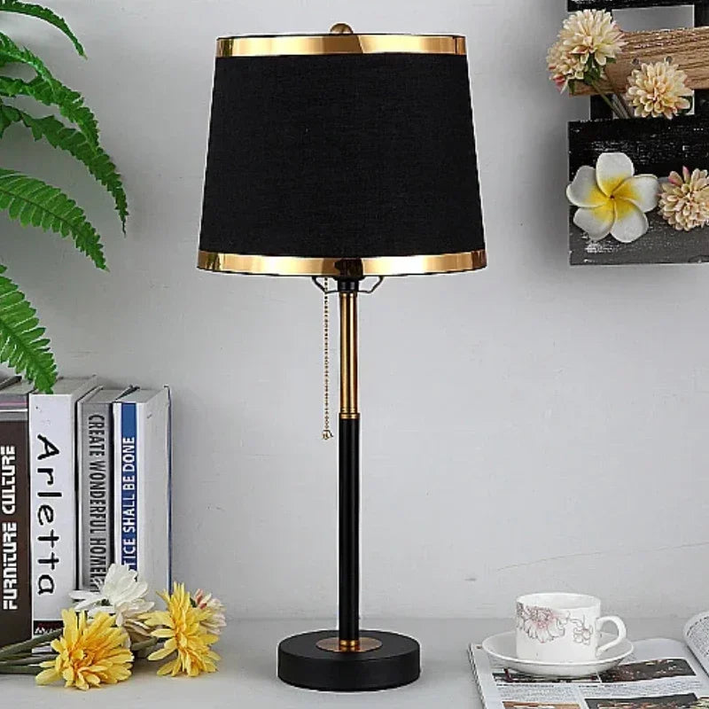 Retro Simple Table Lamps Pull Switch Light Luxury Nordic Bedroom Bedside Night Light Living Room Study Decorative Desk Lights