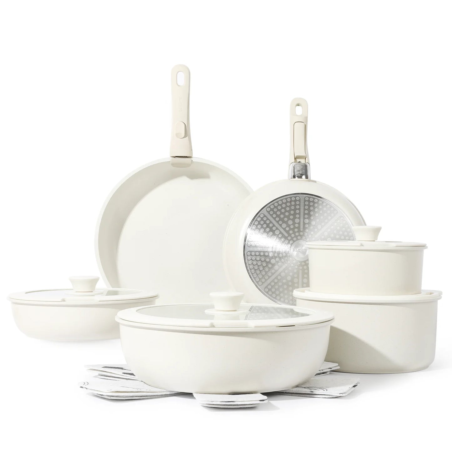 Nonstick Cookware Sets, 17 Pcs Granite Non Stick Pots and Pans Set with Removable Handle