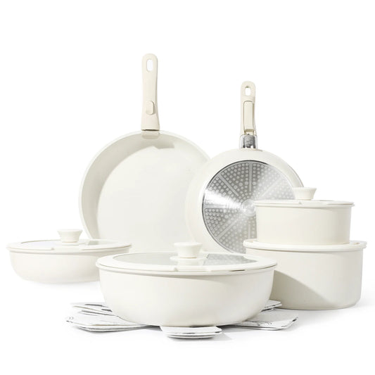Nonstick Cookware Sets, 17 Pcs Granite Non Stick Pots and Pans Set with Removable Handle