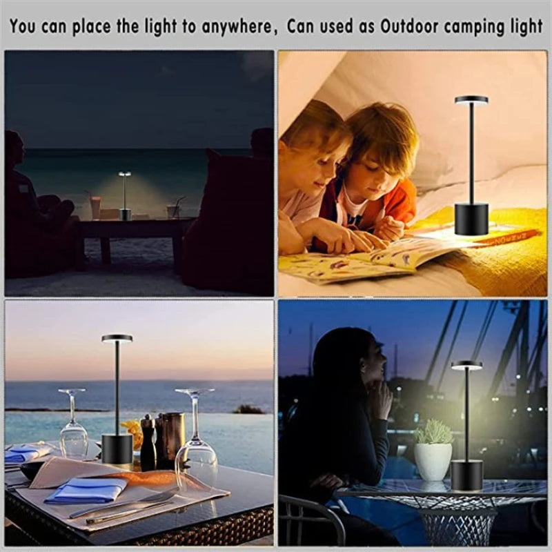 Portable Modern Aluminium Led Dimmable Restaurant Cordless Table Lamp with Usb Rechargeable Battery for Hotel Bar Dinning Room