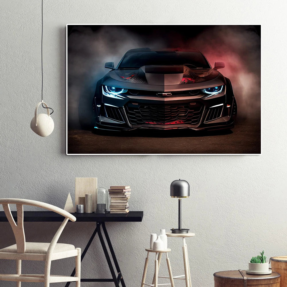 Fashion Supercar Camaro Poster Luxury Racing Graffiti Canvas Painting Abstract Sports Car Wall Art Print Gaming Room Home Decor