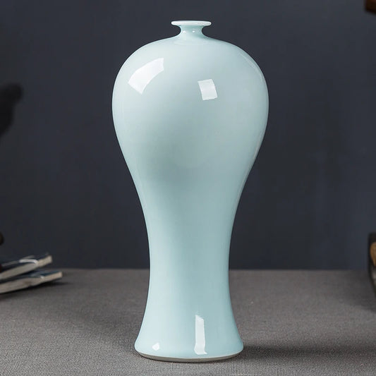 Ceramic Vase New Chinese Style Imitation Song Misty Blue Porcelain Home Living Room Curio Shelves Decoration Crafts Decorations