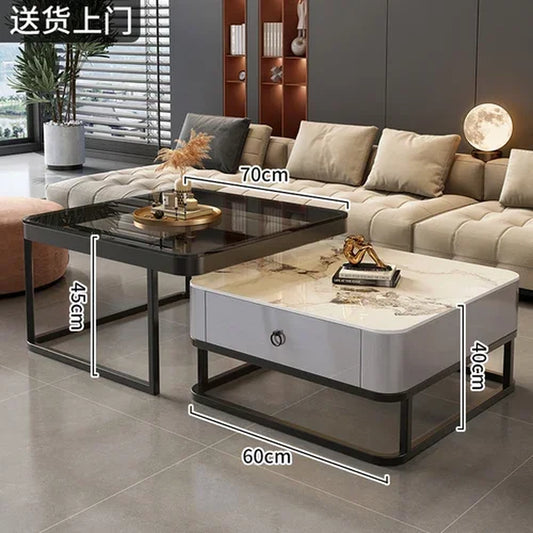 Clear Coffee Table Living Room Luxury White Glass Nordic Side Table Modern Minimalist Low Mesa Furniture for Home