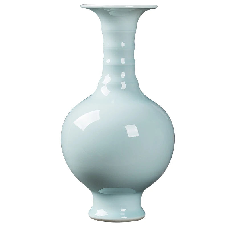 Ceramic Vase New Chinese Style Imitation Song Misty Blue Porcelain Home Living Room Curio Shelves Decoration Crafts Decorations