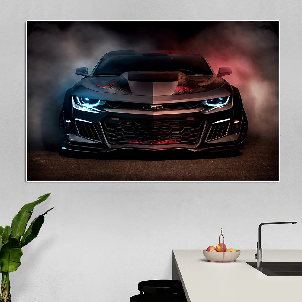 Fashion Supercar Camaro Poster Luxury Racing Graffiti Canvas Painting Abstract Sports Car Wall Art Print Gaming Room Home Decor