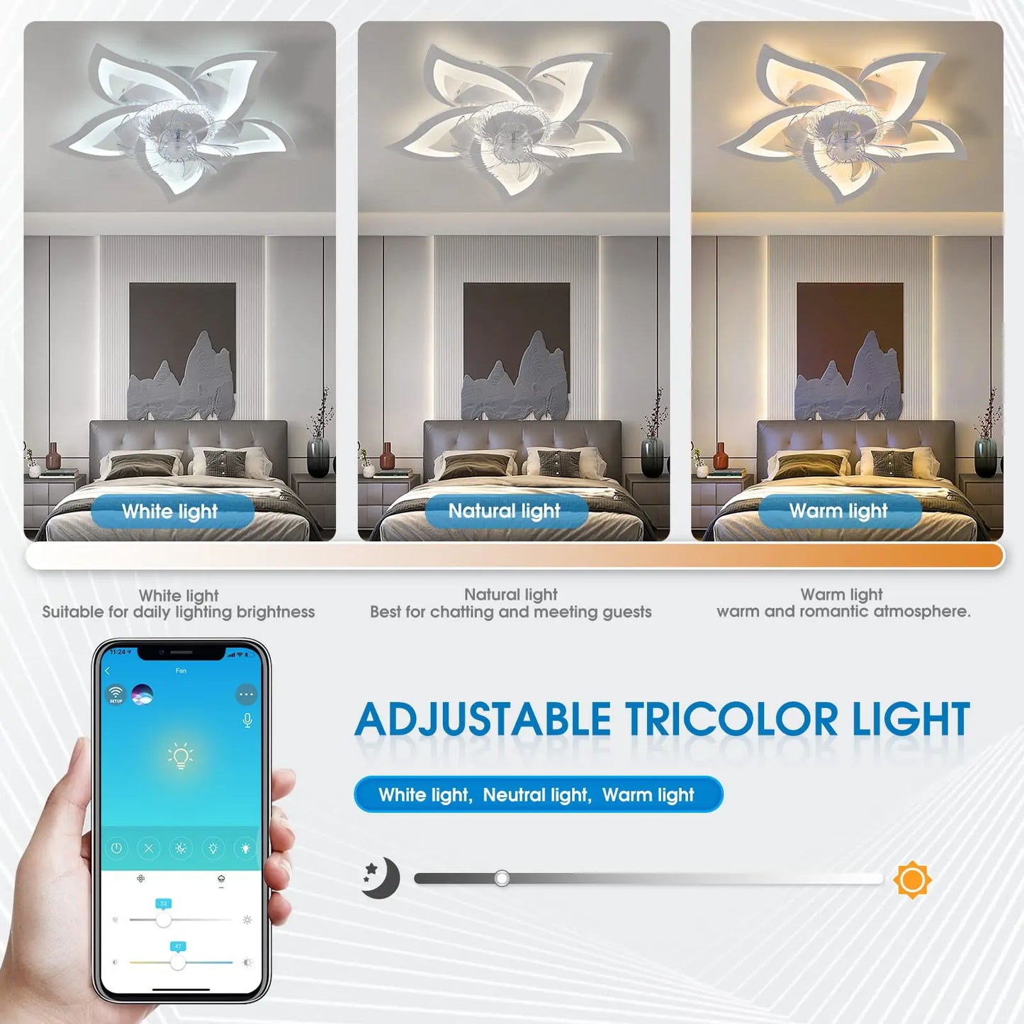 Ceiling Fans with Lights Smart Switch Modern Led Ceiling Fan Lamp Minimalist for Living Room Bedroom Home Decor Fan Lamp