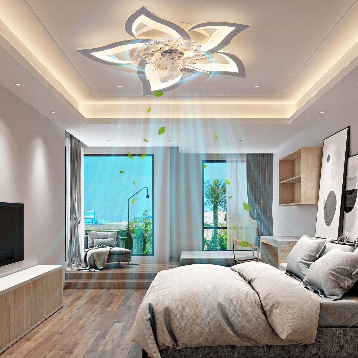 Ceiling Fans with Lights Smart Switch Modern Led Ceiling Fan Lamp Minimalist for Living Room Bedroom Home Decor Fan Lamp