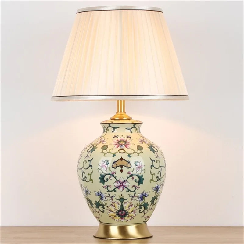 FAIRY Ceramic Table Lamps Desk Luxury Modern Dimmer Copper Contemporary Fabric for Foyer Living Room Office Creative Bed Room