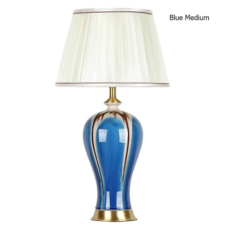 AOSONG Ceramic Table Lamps Desk Light Luxury Modern Fabric Decorative for Home Foyer Living Room Office Creative Bed Room Hotel