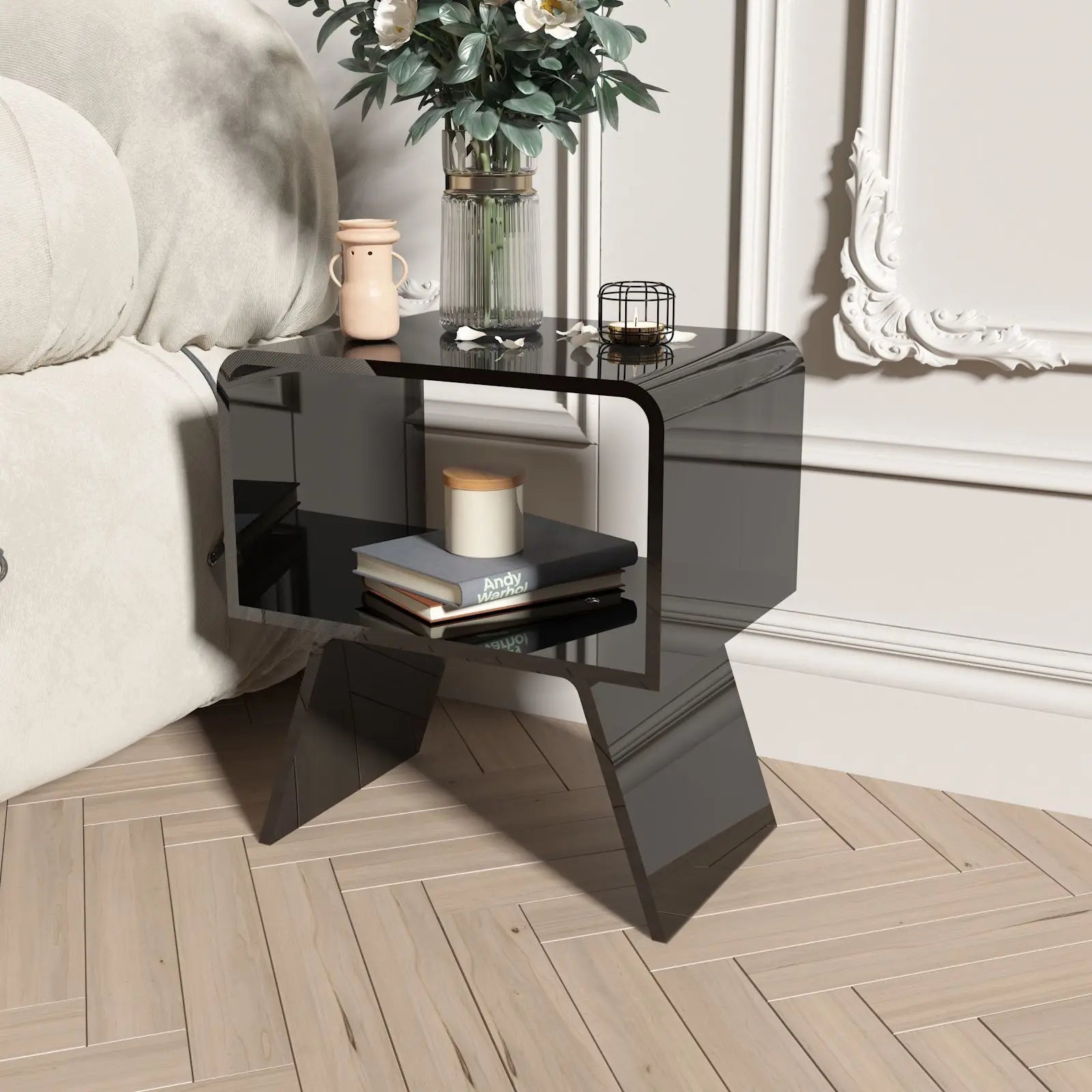 Light Luxury Acrylic Bedside Table Living Room Sofa Side Table Storage Living Room Small Apartment Floating Mini Coffee Table