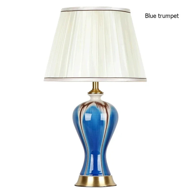 AOSONG Ceramic Table Lamps Desk Light Luxury Modern Fabric Decorative for Home Foyer Living Room Office Creative Bed Room Hotel