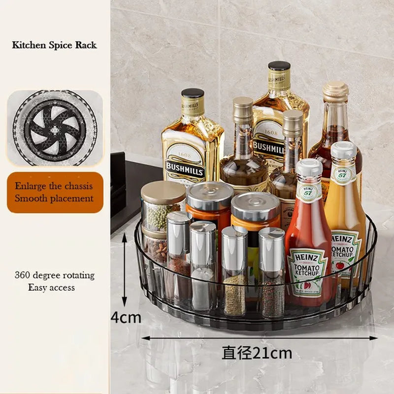 360 Rotating Storage Rack for Kitchen Seasoning Organizer Shelf Non-Slip Kitchen Supplies Lazy Susan Turntable for Fridge