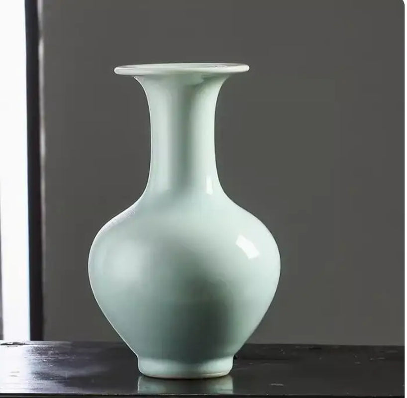Ceramic Vase New Chinese Style Imitation Song Misty Blue Porcelain Home Living Room Curio Shelves Decoration Crafts Decorations