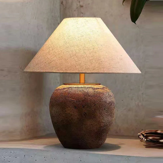 Chinese Table Lamps LED Creative Retro Ceramic Pot Desk Light for Home Living Room Hotel Club Ornament Decor