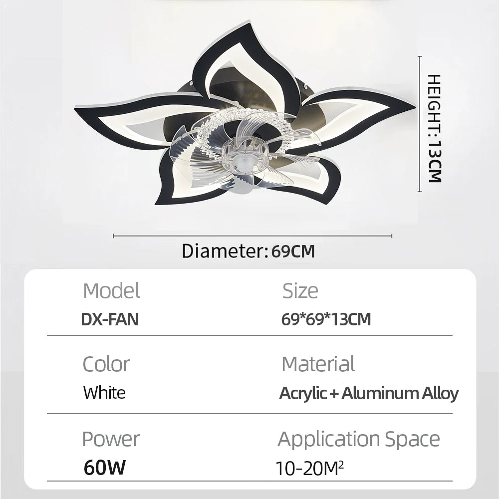 Contemporary Ceiling Fan with Smart Remote Control, APP Integration, and LED Light - Ideal for Living Room, Bedroom, or Kitchen
