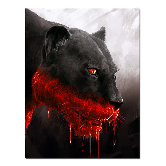 Hunting Black Golden Panther Luxury Canvas Painting Animal Posters and Print Wall Art Pictures for Living Room Home Decor