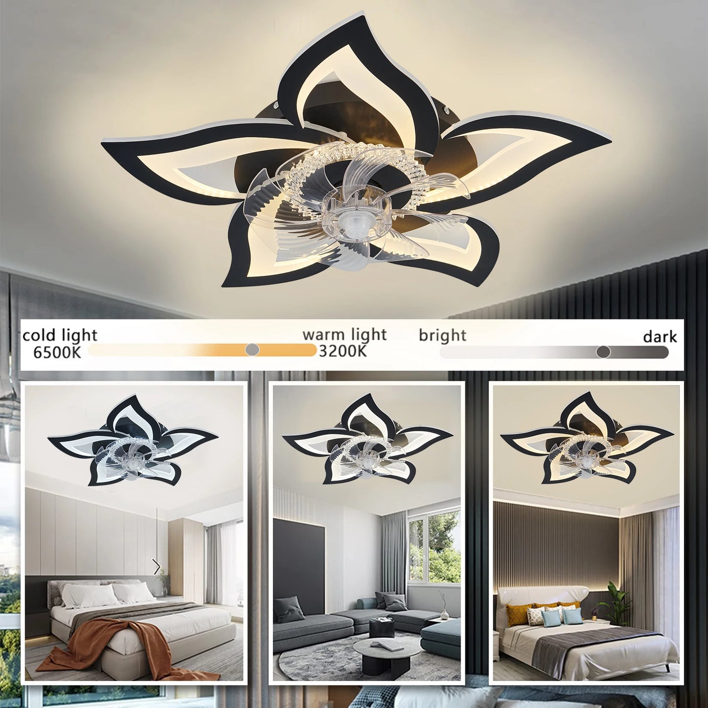 Ceiling Fans with Lights Smart Switch Modern Led Ceiling Fan Lamp Minimalist for Living Room Bedroom Home Decor Fan Lamp