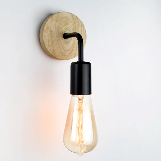 Wood Wall Lamp Vintage Industrial Wall Lights Dimmable Retro E27 Light Bulb Wall Light for Home Loft Indoor Decor Fixtures