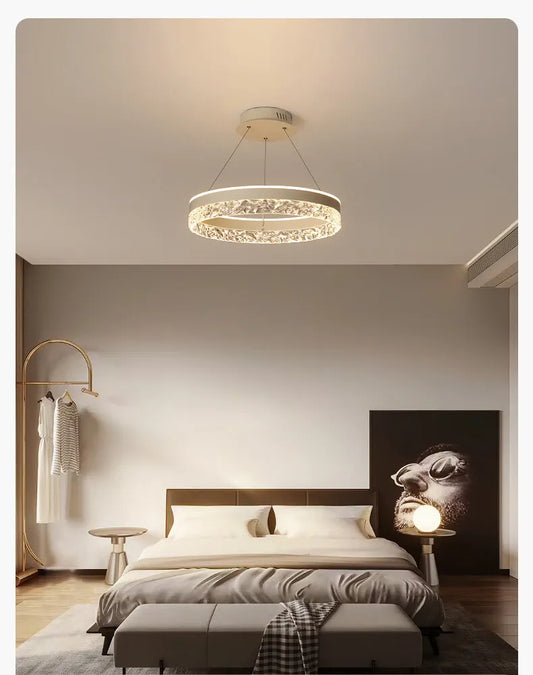 Modern Ceiling Lights Minimalist Design Pendant Lights Luxe Ring Chandelier Led Lamp for Bedroom Living Room Home Decor